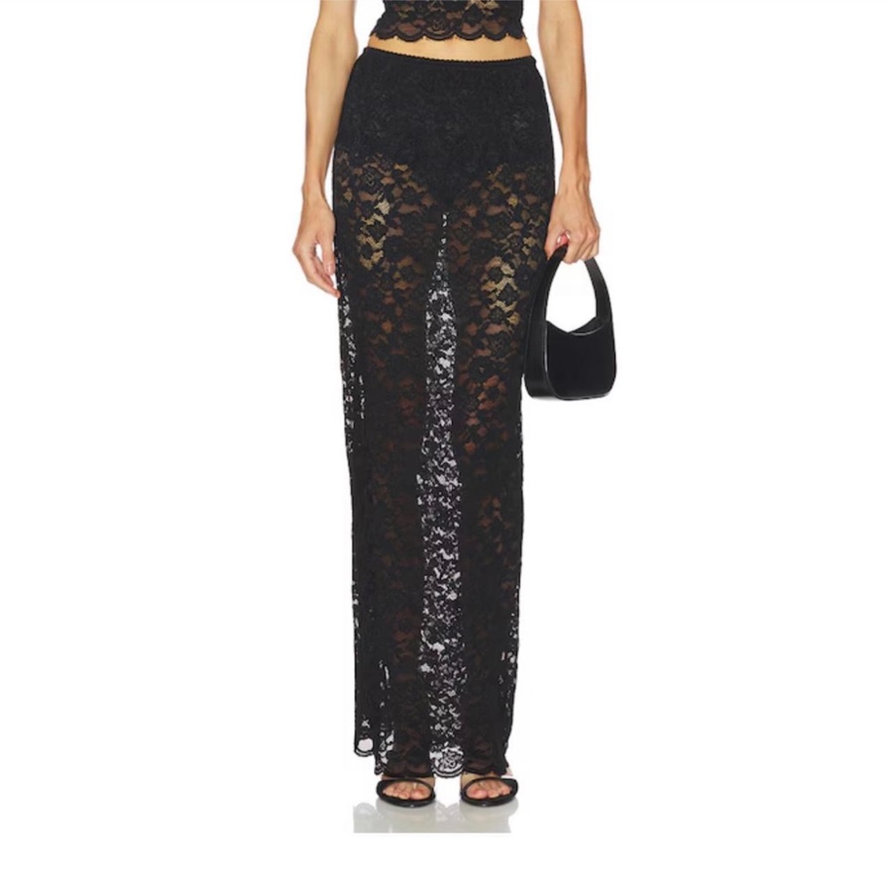 Sheer Black Lace Maxi Skirt